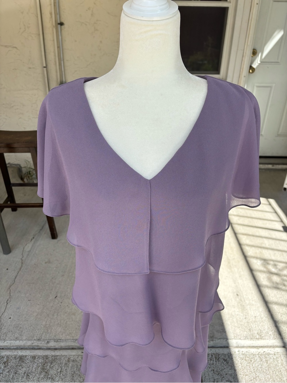 Patra Purple Layered Chiffon Tiered Cocktail Dress Size 16 EUC - Picture 4 of 8